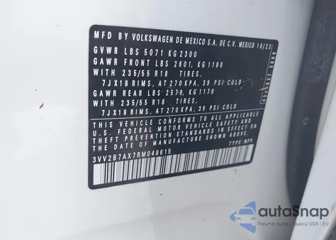 2024 Volkswagen Tiguan 2.0T Se/2.0T Wolfsburg Edition из США, поврежденный, VIN 3VV2B7AX7RM048615